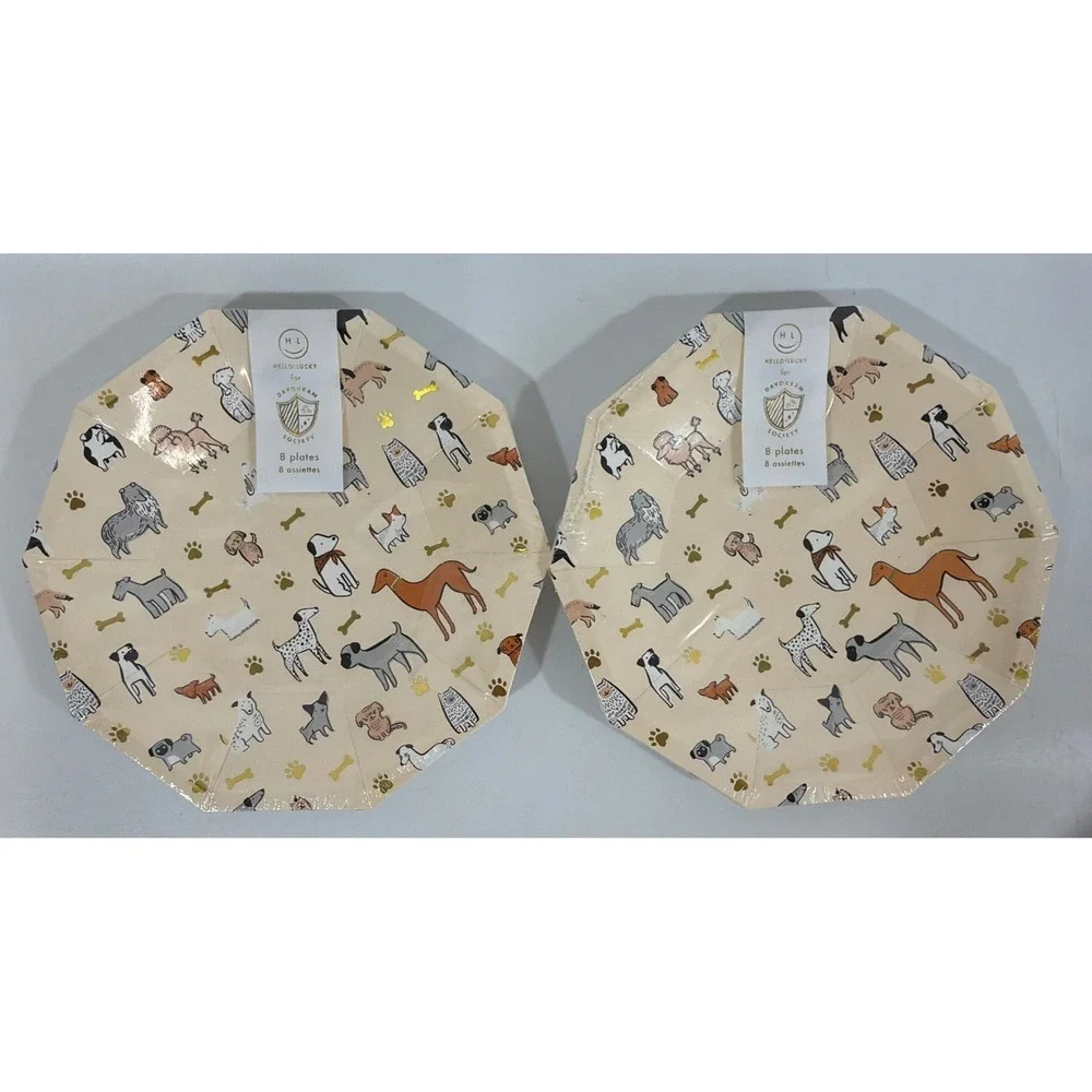 Daydream Society Puppy Dog Theme 16 Party Small Cake Appetizer Plates 7.5